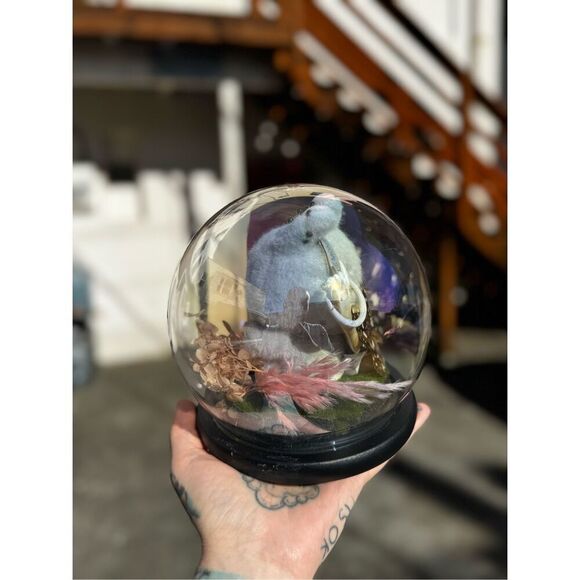 Authentic Popmart Labubu With Real Tattoos & Piercings Crystal Ball Fairy Decor - Picture 4 of 4